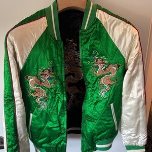 Reversible Dragon Embroidered bomber Jacket